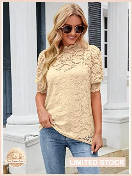 Lace Floral Long Sleeve Blouse Elegant Chic Dressy Casual Tops - Picture 3 of 7